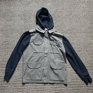 VISSLA Mens XL Hooded Green Canvas Jacket, Full Zip & Snap, Military Style